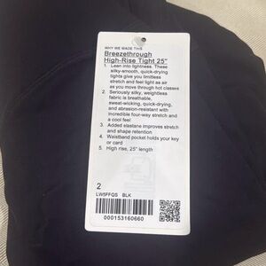 Leggings LuluLemon Breezerthrough High-Rise Tight 25" in Black